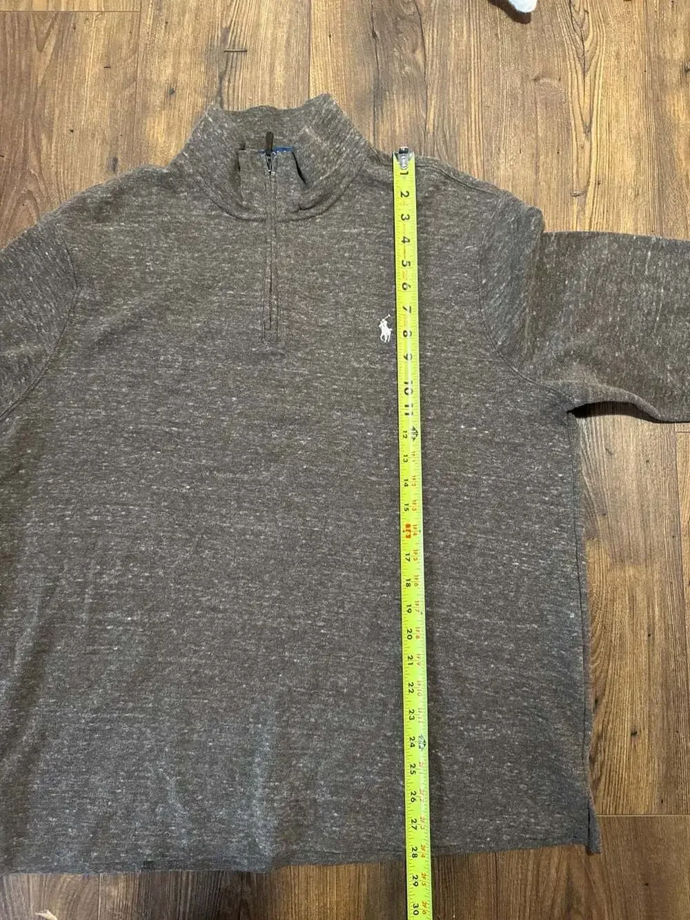 Polo Ralph Lauren Mens Estate Rib Quarter-Zip Pullover Sweater Heather Brown